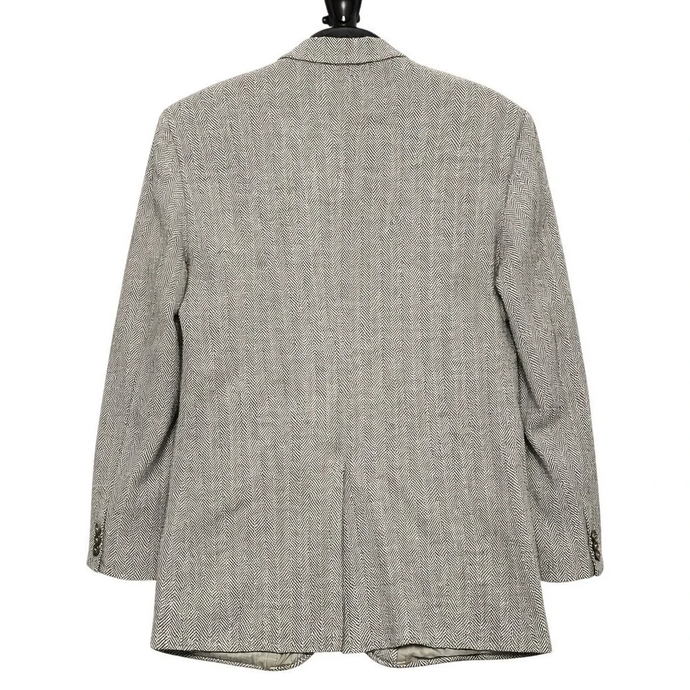 Vintage Herringbone Tailored US Sport Coat Co‎ 46R Wool Classic Heritage 80s USA